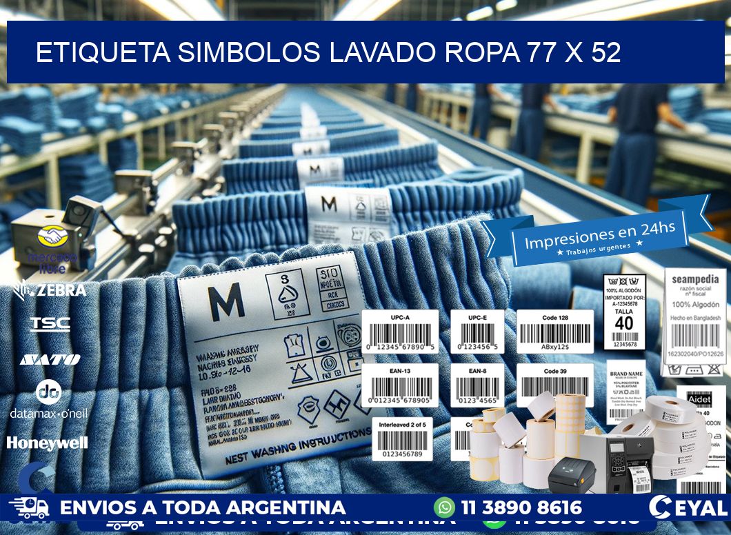 ETIQUETA SIMBOLOS LAVADO ROPA 77 x 52
