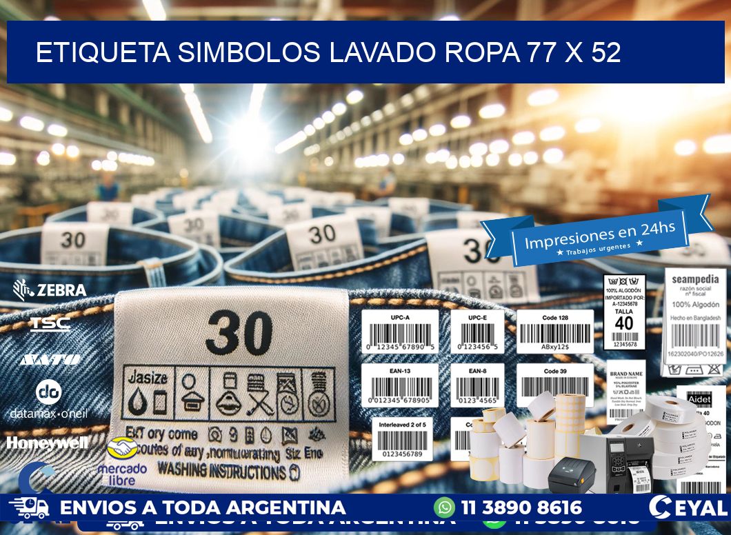 ETIQUETA SIMBOLOS LAVADO ROPA 77 x 52
