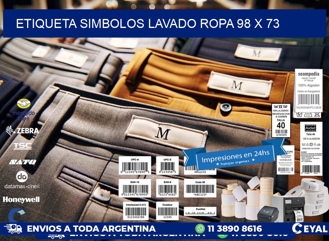 ETIQUETA SIMBOLOS LAVADO ROPA 98 x 73