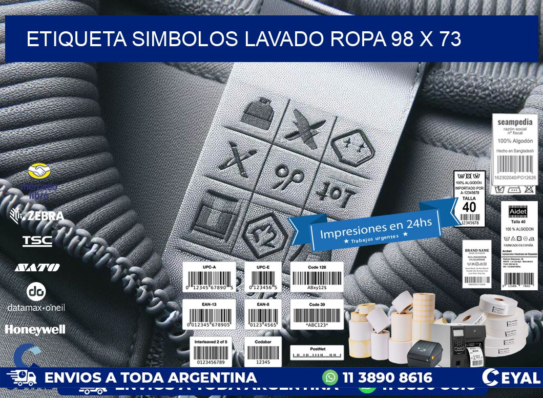 ETIQUETA SIMBOLOS LAVADO ROPA 98 x 73
