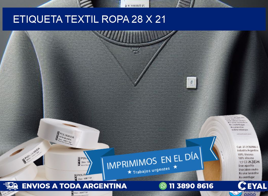 ETIQUETA TEXTIL ROPA 28 x 21