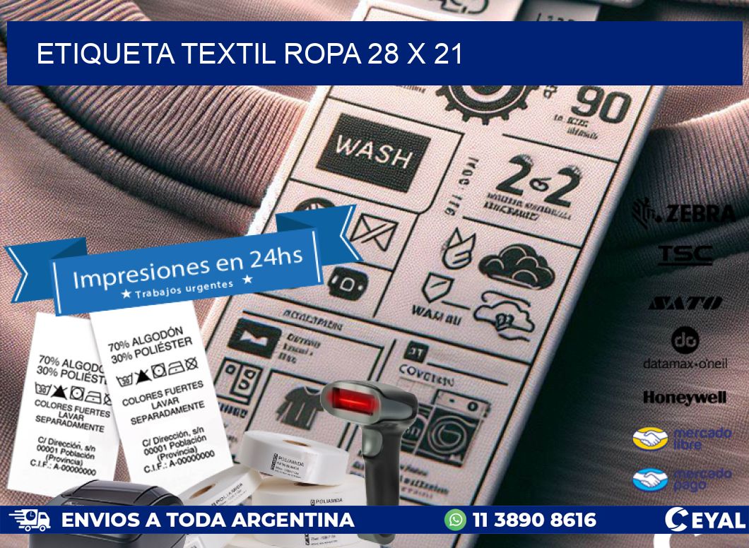 ETIQUETA TEXTIL ROPA 28 x 21