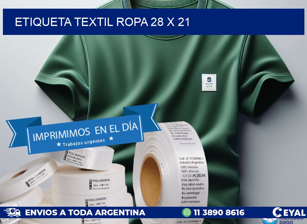 ETIQUETA TEXTIL ROPA 28 x 21