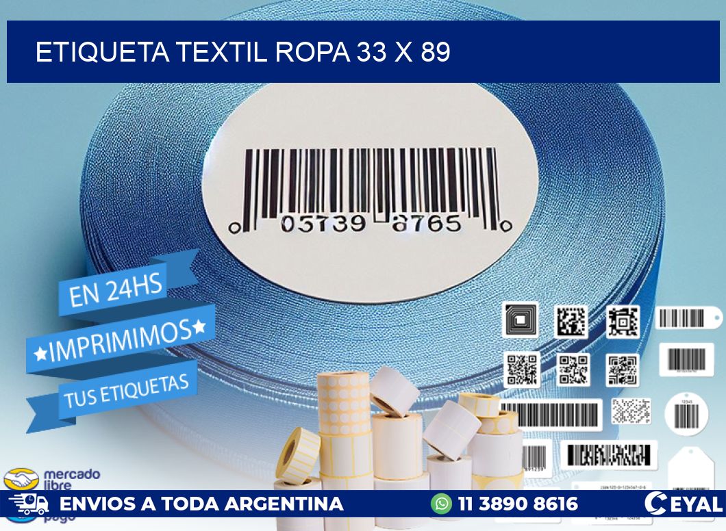 ETIQUETA TEXTIL ROPA 33 x 89