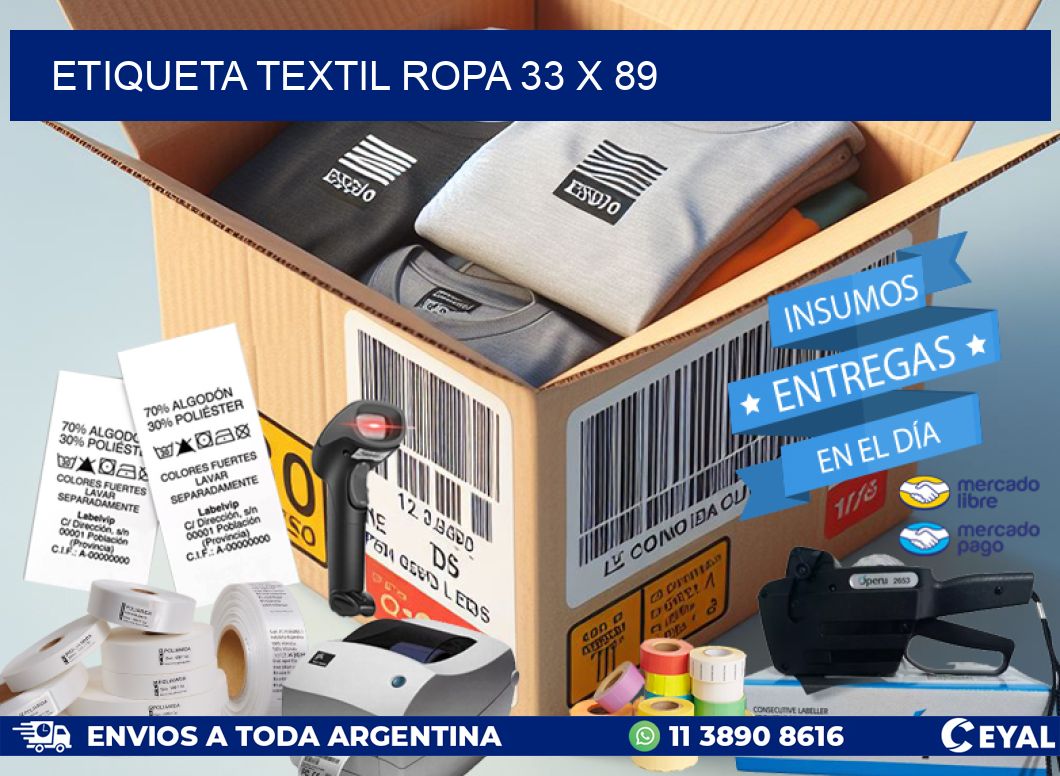 ETIQUETA TEXTIL ROPA 33 x 89