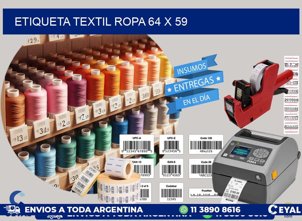 ETIQUETA TEXTIL ROPA 64 x 59