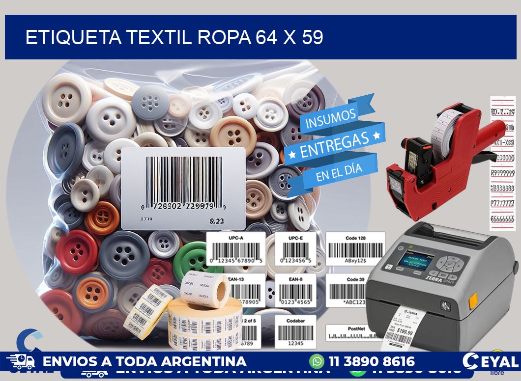 ETIQUETA TEXTIL ROPA 64 x 59