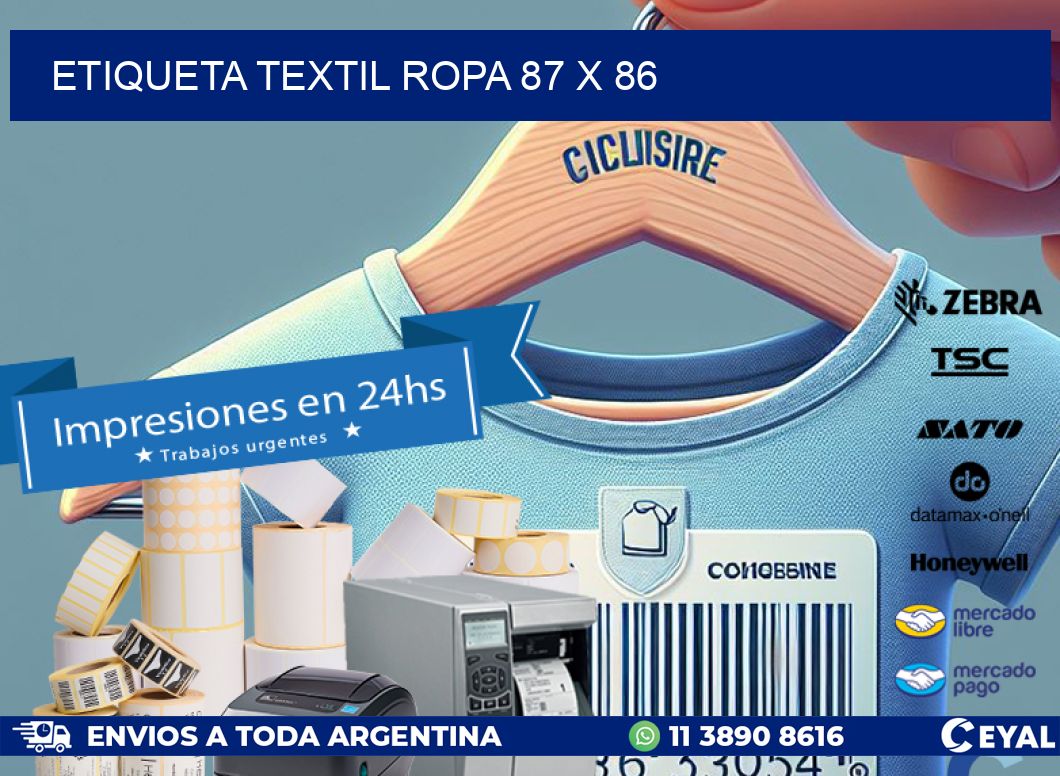 ETIQUETA TEXTIL ROPA 87 x 86