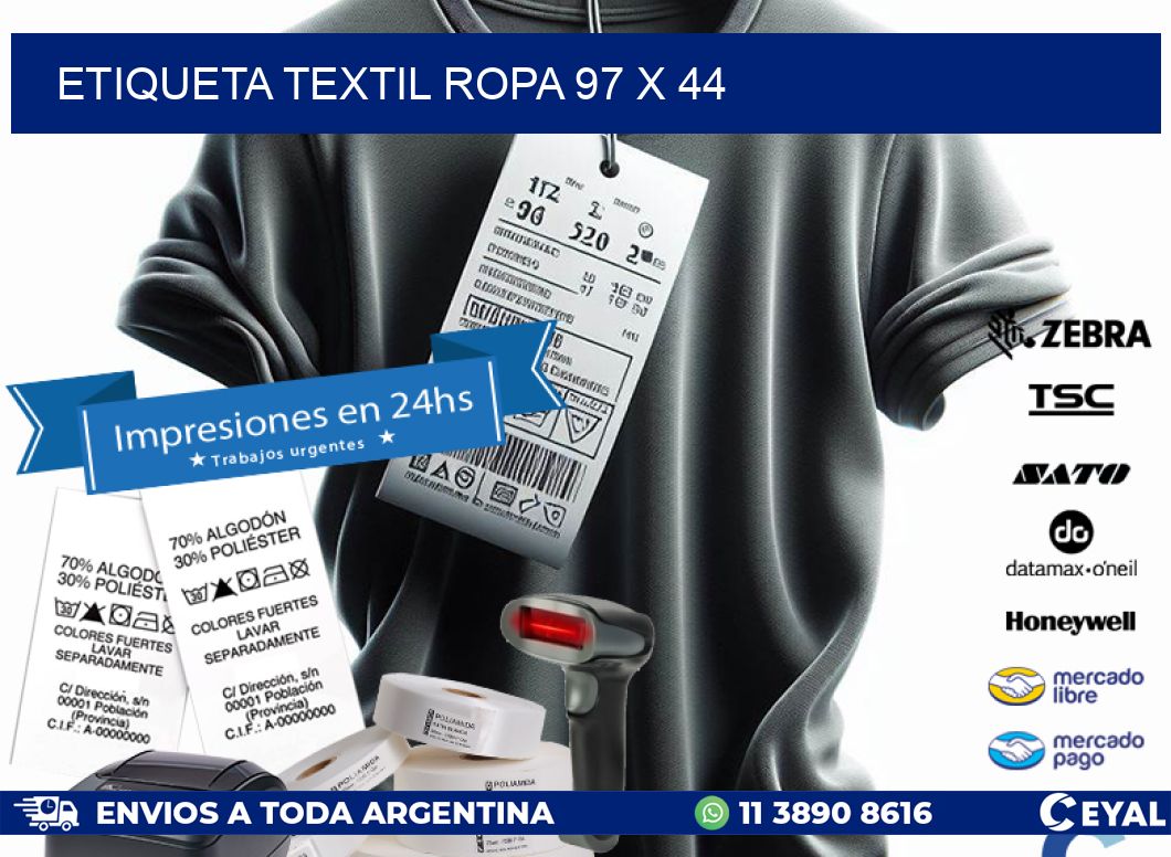 ETIQUETA TEXTIL ROPA 97 x 44