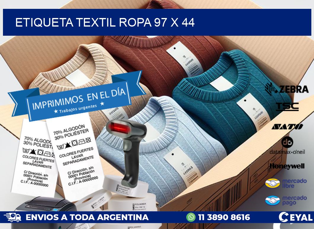 ETIQUETA TEXTIL ROPA 97 x 44
