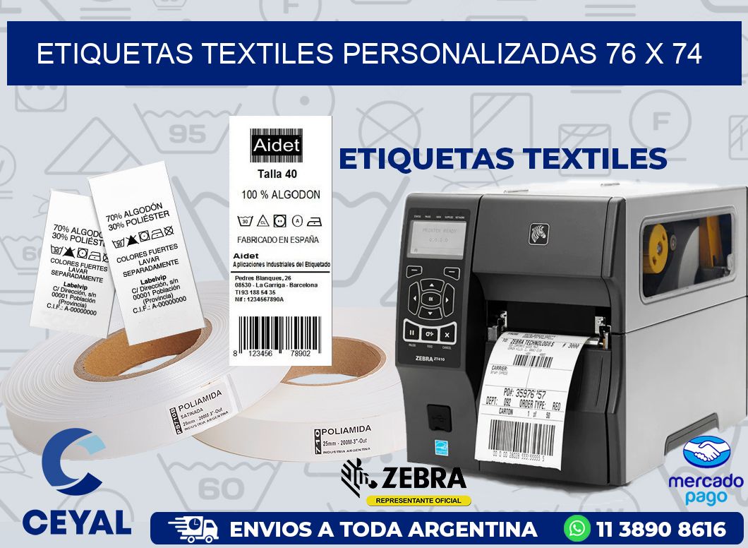 ETIQUETAS TEXTILES PERSONALIZADAS 76 x 74