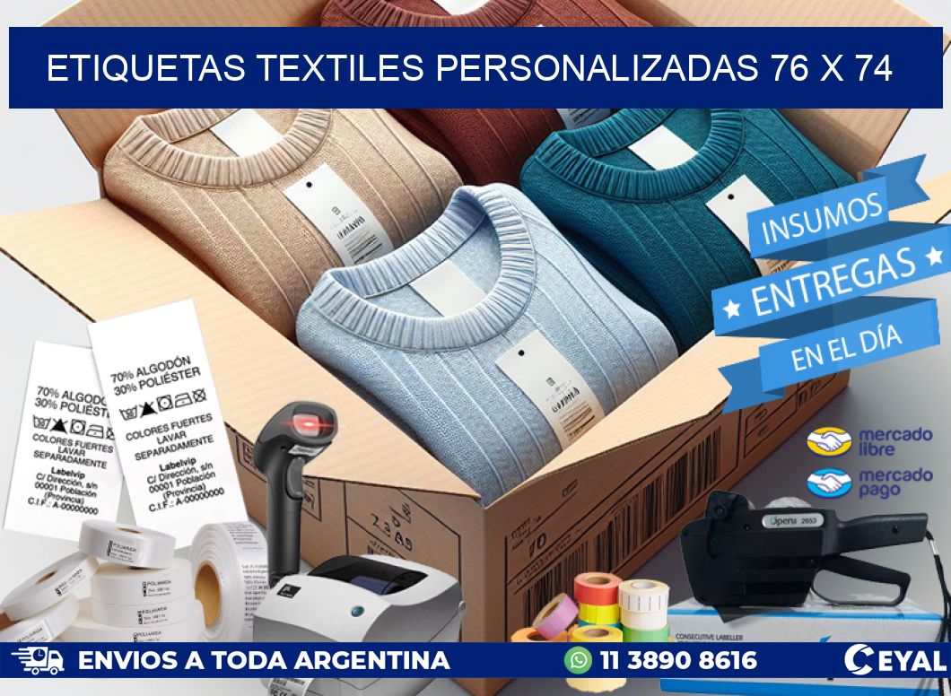 ETIQUETAS TEXTILES PERSONALIZADAS 76 x 74