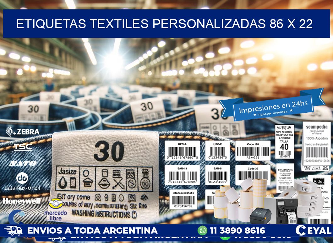 ETIQUETAS TEXTILES PERSONALIZADAS 86 x 22