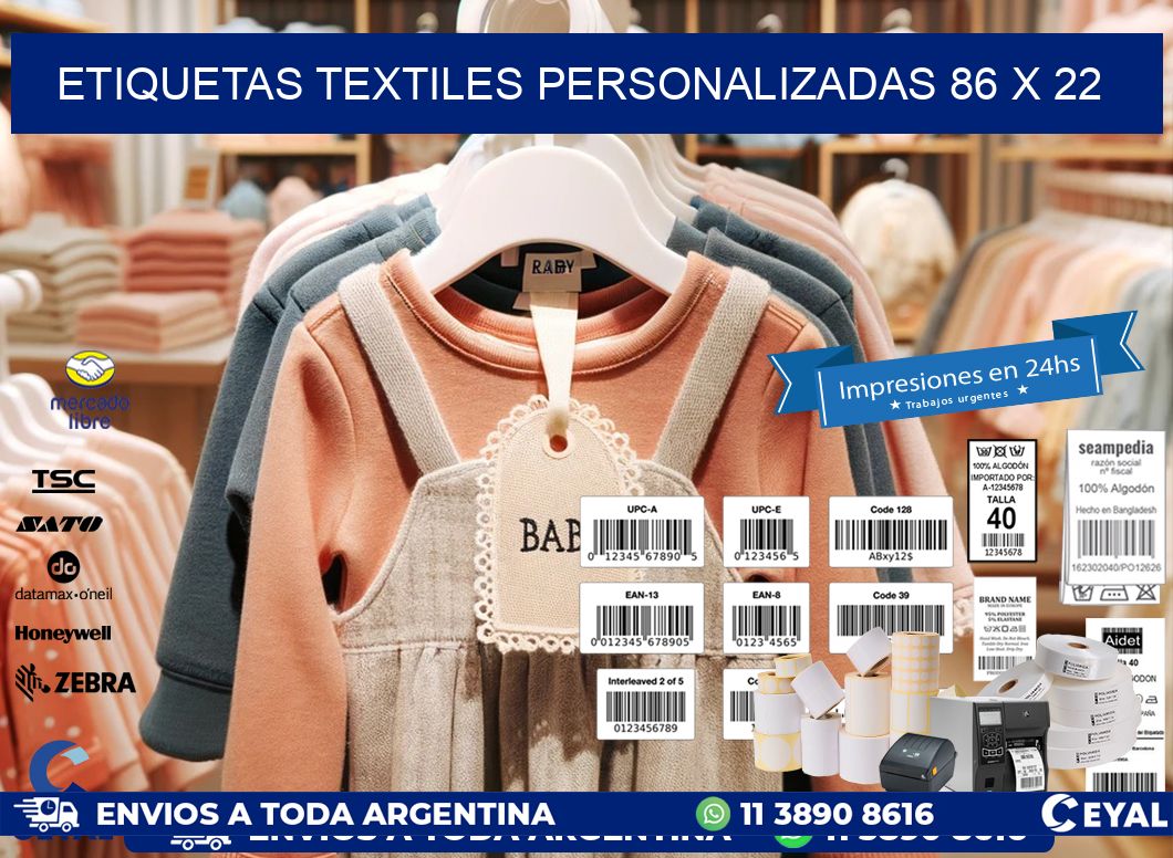 ETIQUETAS TEXTILES PERSONALIZADAS 86 x 22