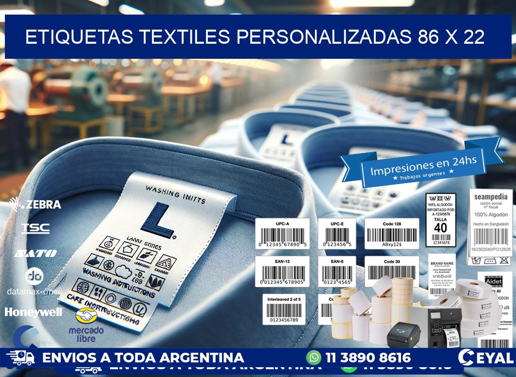 ETIQUETAS TEXTILES PERSONALIZADAS 86 x 22