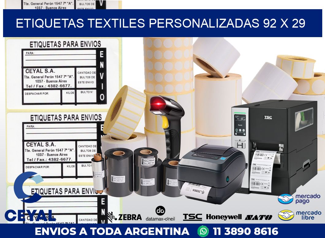 ETIQUETAS TEXTILES PERSONALIZADAS 92 x 29