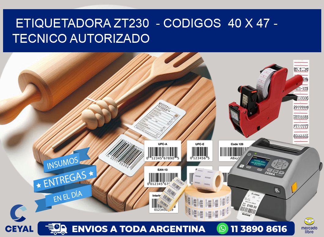 ETIQUETADORA ZT230  - CODIGOS  40 x 47 - TECNICO AUTORIZADO