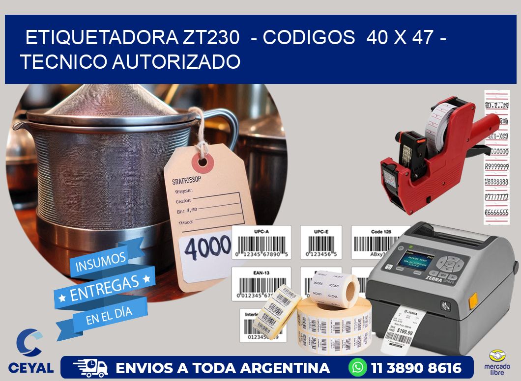 ETIQUETADORA ZT230  - CODIGOS  40 x 47 - TECNICO AUTORIZADO