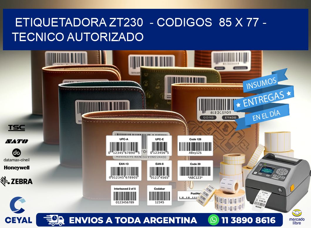 ETIQUETADORA ZT230  - CODIGOS  85 x 77 - TECNICO AUTORIZADO