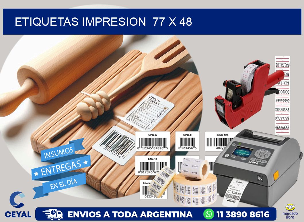 ETIQUETAS IMPRESION  77 x 48