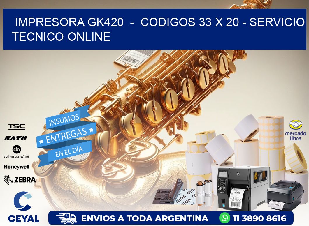 IMPRESORA GK420  -  CODIGOS 33 x 20 - SERVICIO TECNICO ONLINE