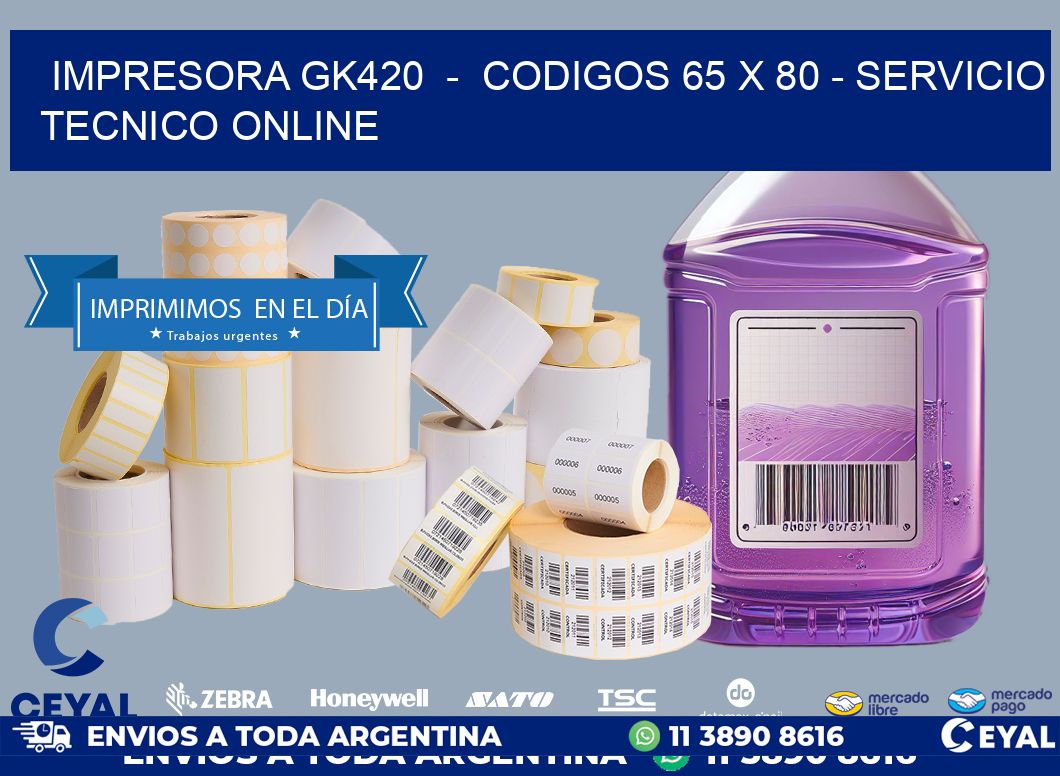 IMPRESORA GK420  -  CODIGOS 65 x 80 - SERVICIO TECNICO ONLINE