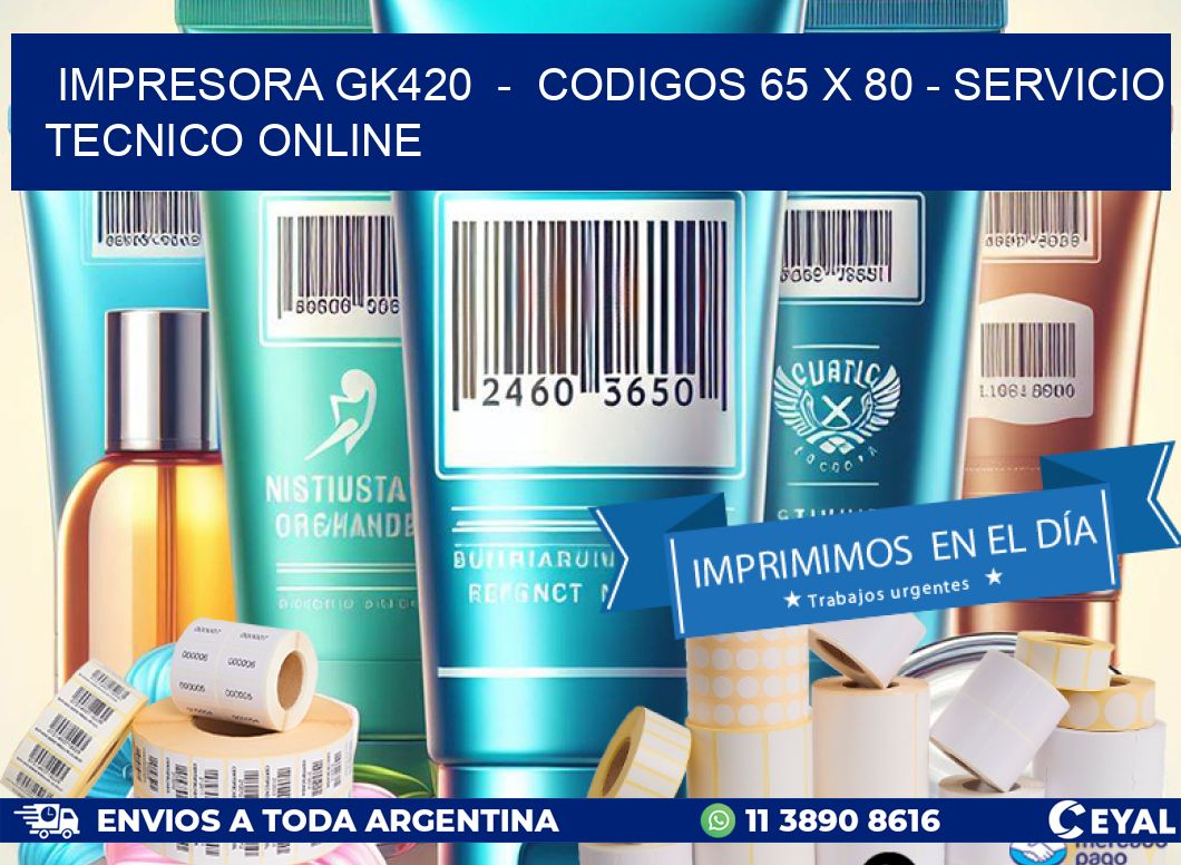 IMPRESORA GK420  -  CODIGOS 65 x 80 - SERVICIO TECNICO ONLINE