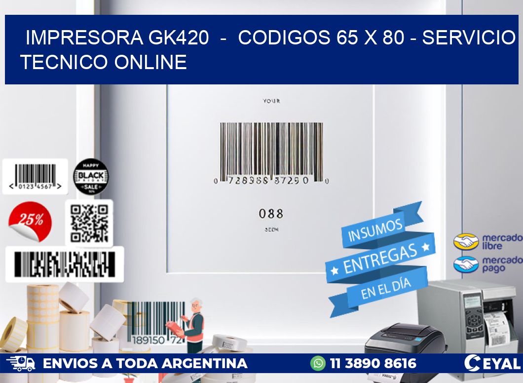 IMPRESORA GK420  -  CODIGOS 65 x 80 - SERVICIO TECNICO ONLINE