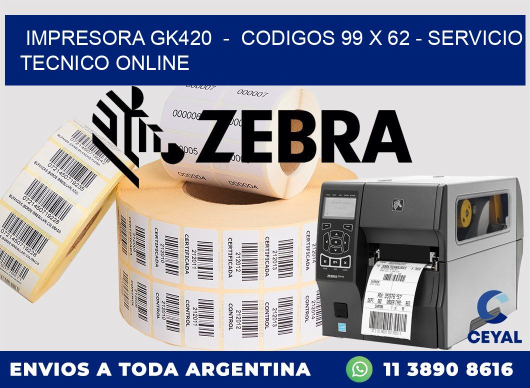 IMPRESORA GK420  -  CODIGOS 99 x 62 - SERVICIO TECNICO ONLINE