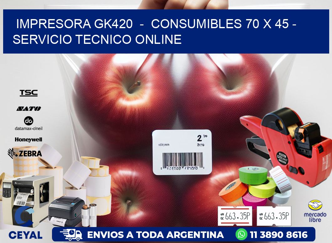 IMPRESORA GK420  -  CONSUMIBLES 70 x 45 - SERVICIO TECNICO ONLINE