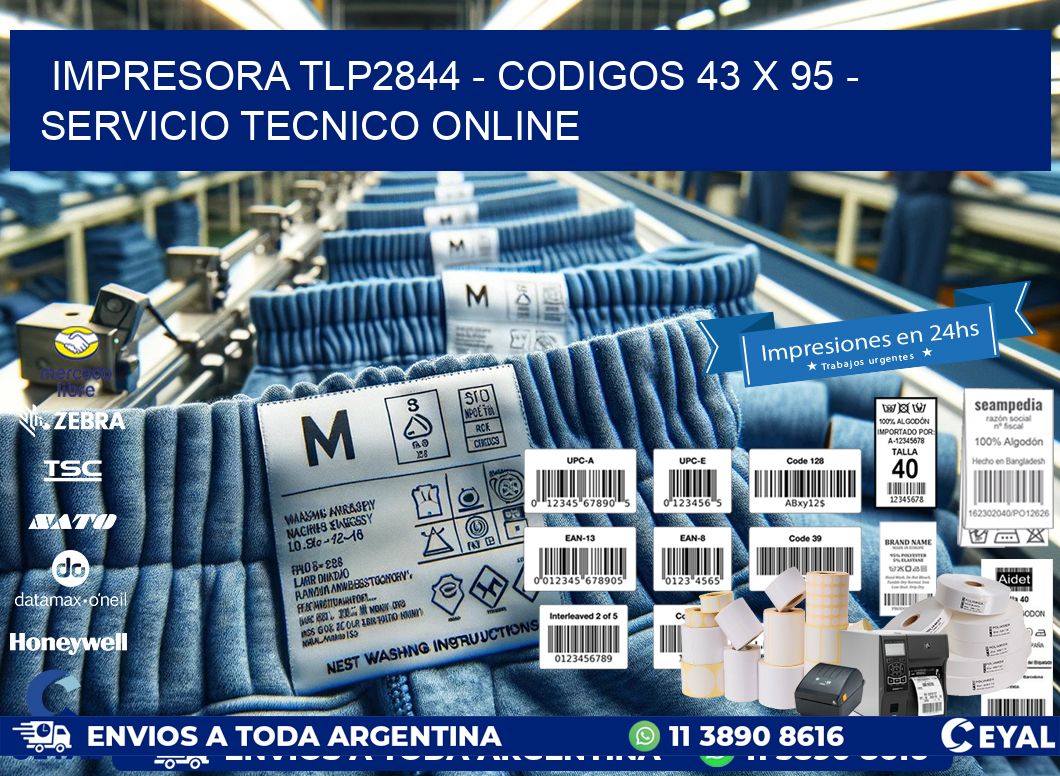 IMPRESORA TLP2844 - CODIGOS 43 x 95 - SERVICIO TECNICO ONLINE