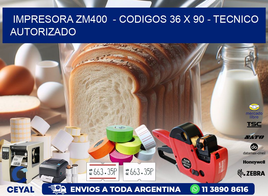 IMPRESORA ZM400  - CODIGOS 36 x 90 - TECNICO AUTORIZADO