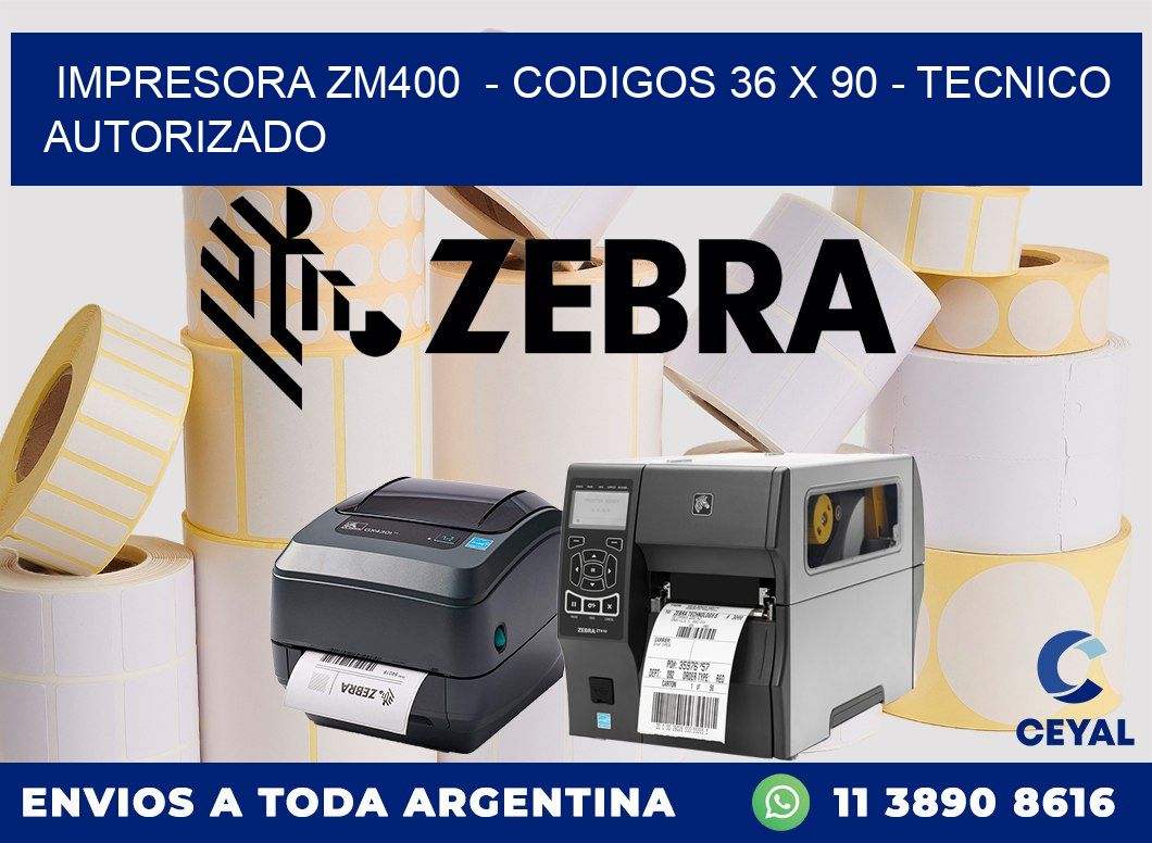 IMPRESORA ZM400  - CODIGOS 36 x 90 - TECNICO AUTORIZADO