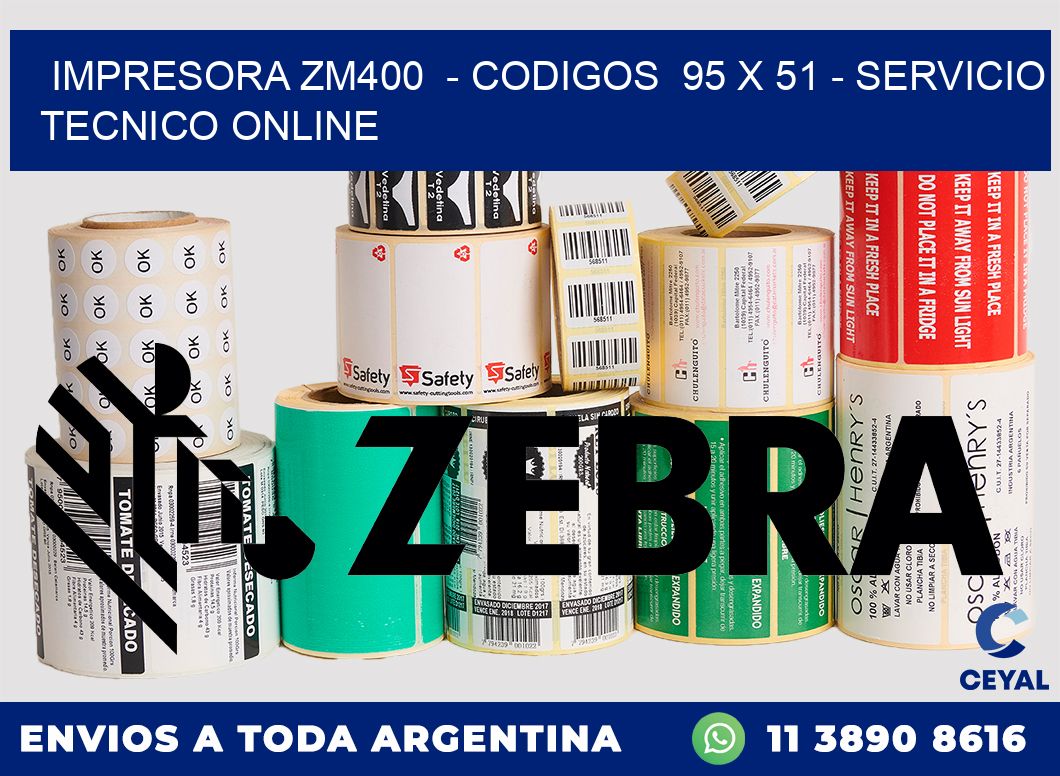 IMPRESORA ZM400  - CODIGOS  95 x 51 - SERVICIO TECNICO ONLINE