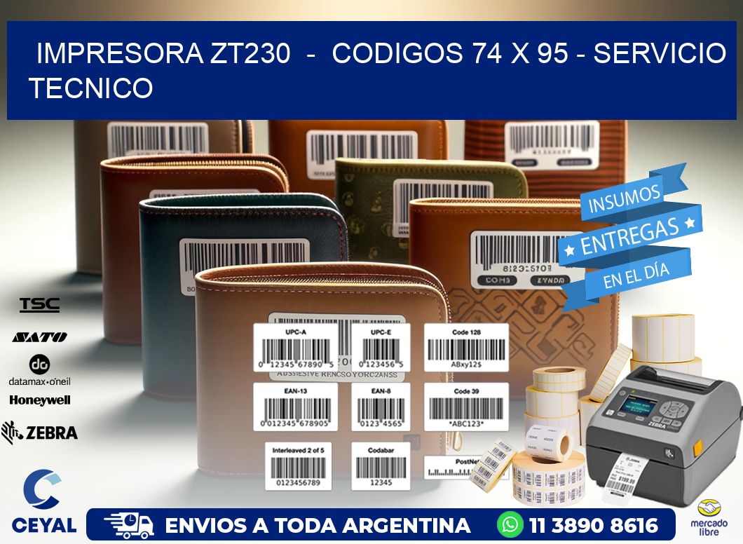 IMPRESORA ZT230  -  CODIGOS 74 x 95 - SERVICIO TECNICO