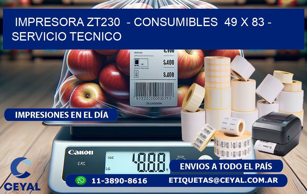 IMPRESORA ZT230  - CONSUMIBLES  49 x 83 - SERVICIO TECNICO