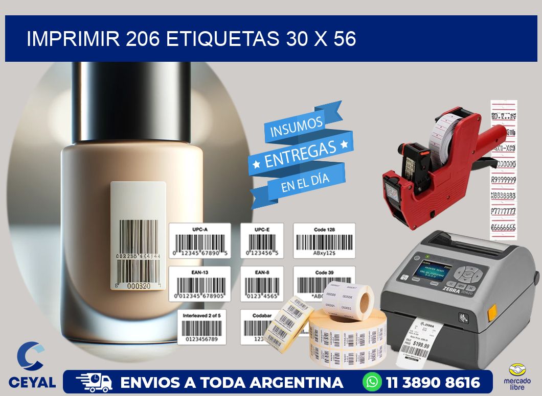 IMPRIMIR 206 ETIQUETAS 30 x 56