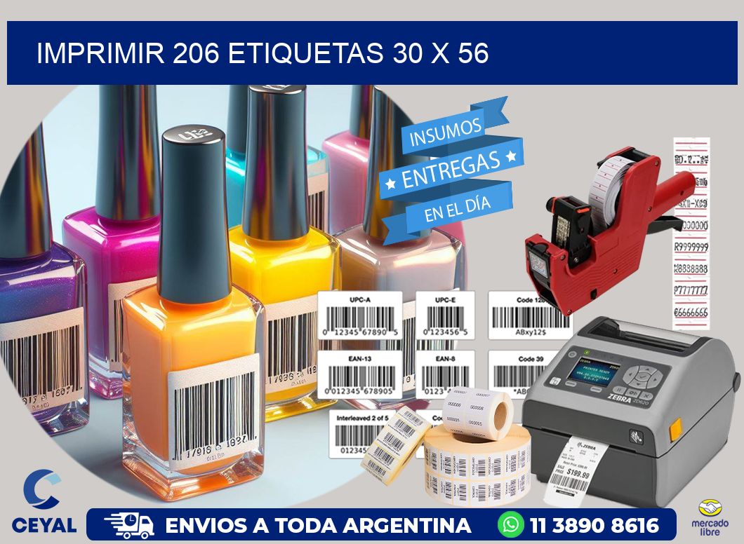 IMPRIMIR 206 ETIQUETAS 30 x 56