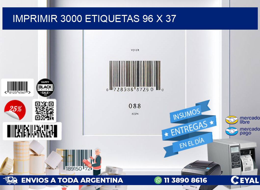 IMPRIMIR 3000 ETIQUETAS 96 x 37