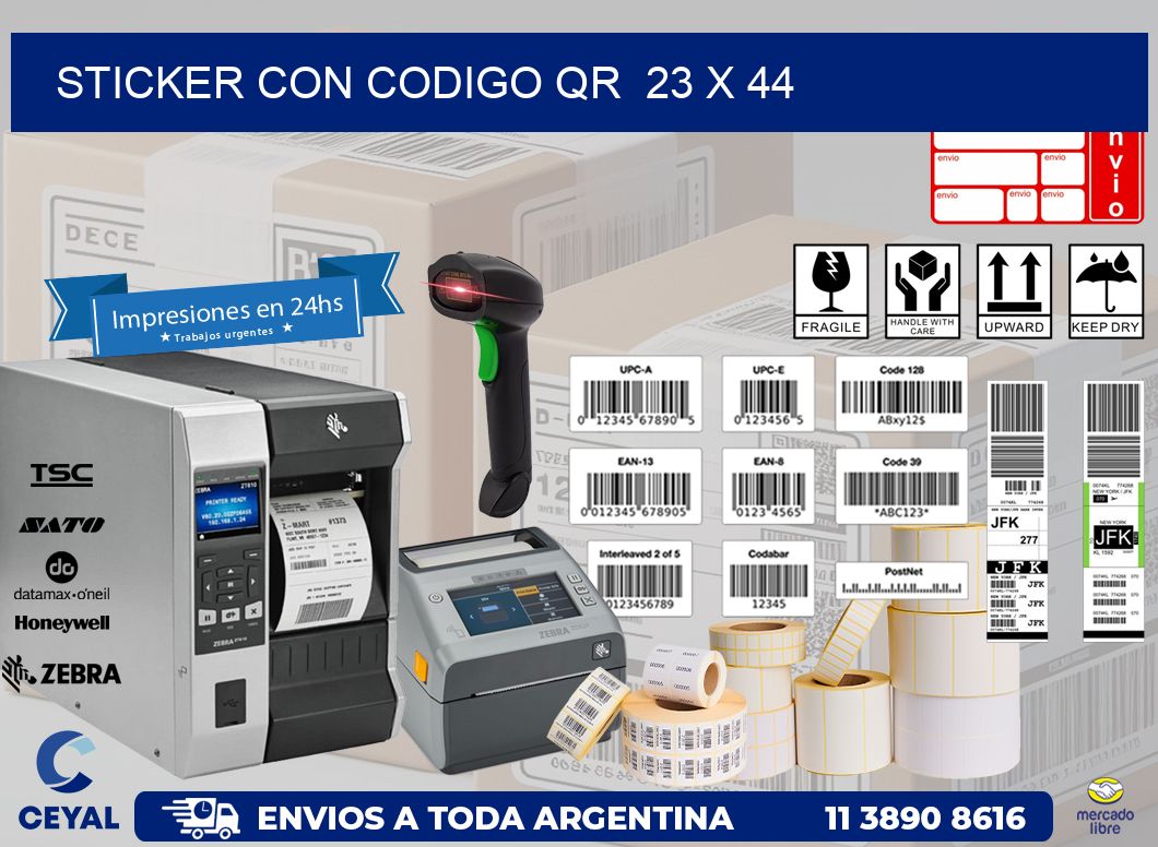 STICKER CON CODIGO QR  23 x 44