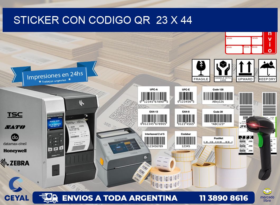 STICKER CON CODIGO QR  23 x 44