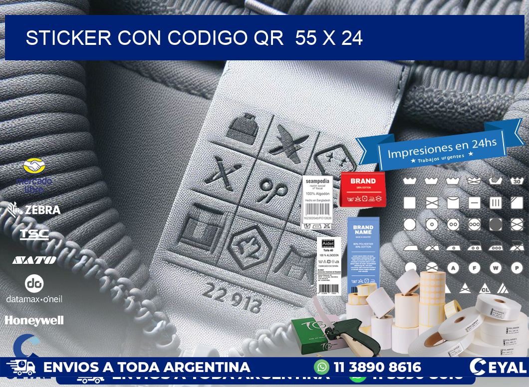 STICKER CON CODIGO QR  55 x 24