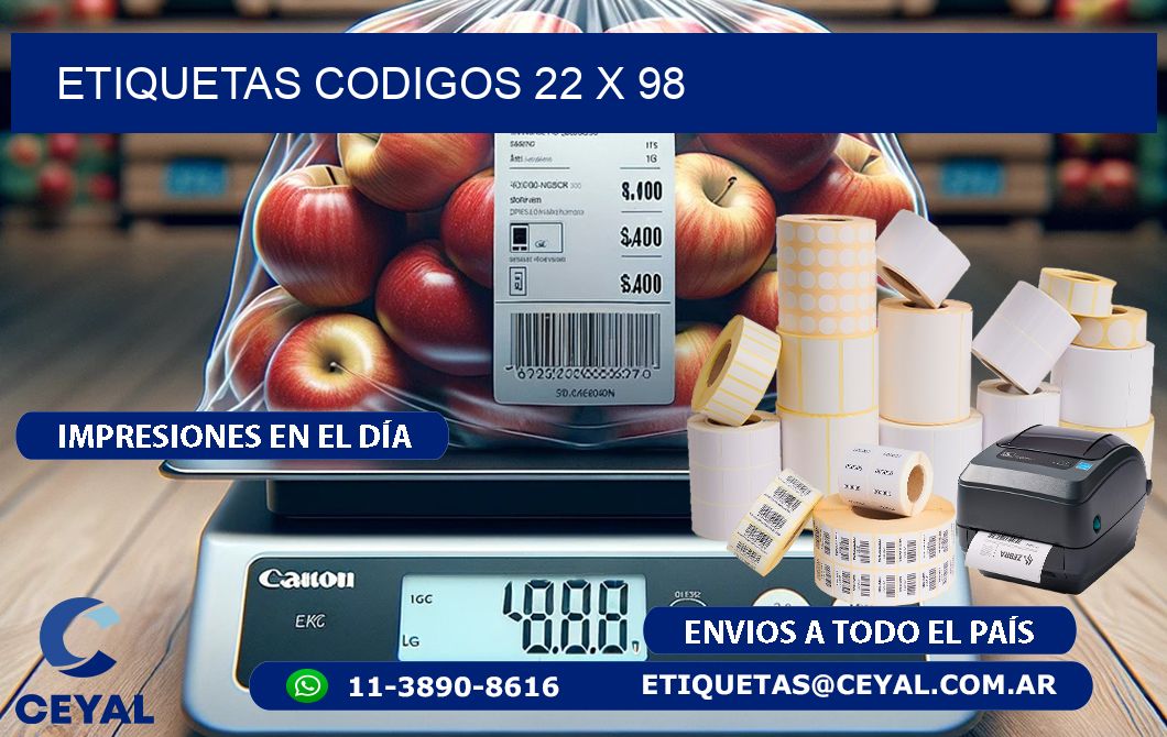 etiquetas codigos 22 x 98