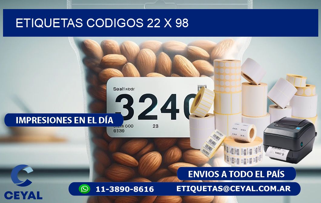 etiquetas codigos 22 x 98