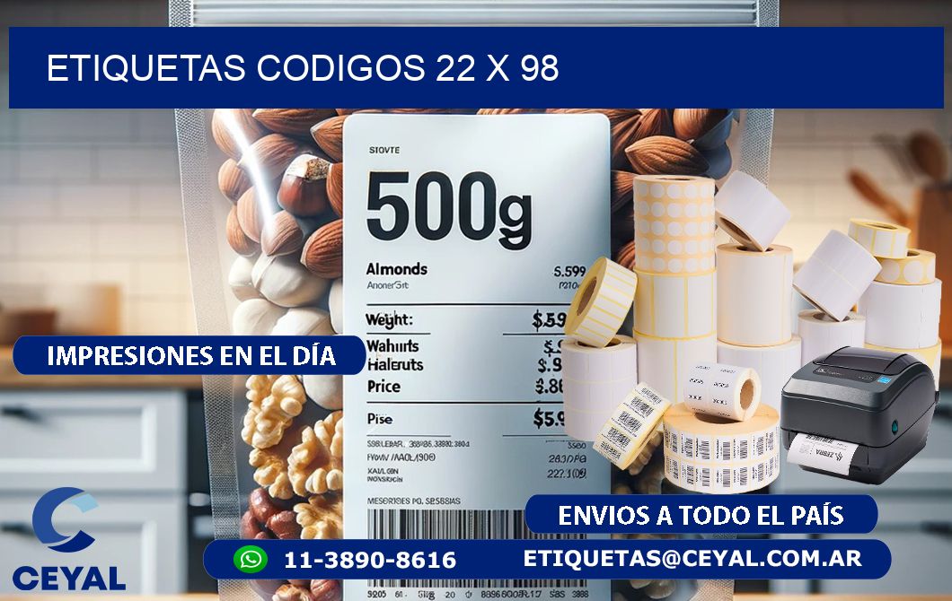 etiquetas codigos 22 x 98