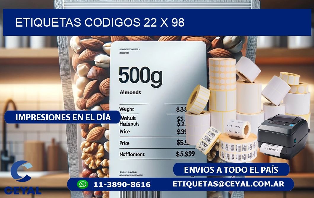 etiquetas codigos 22 x 98