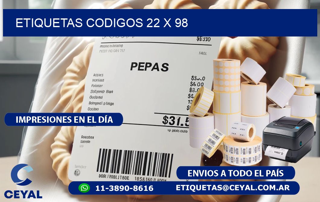 etiquetas codigos 22 x 98