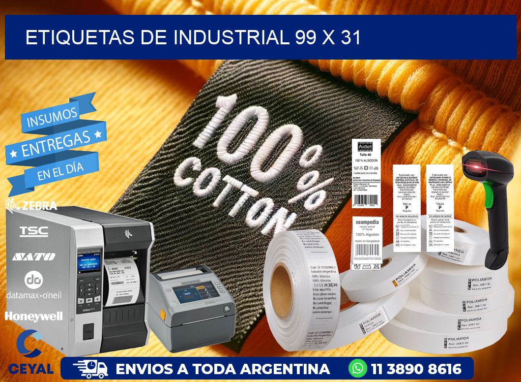 etiquetas de industrial 99 x 31