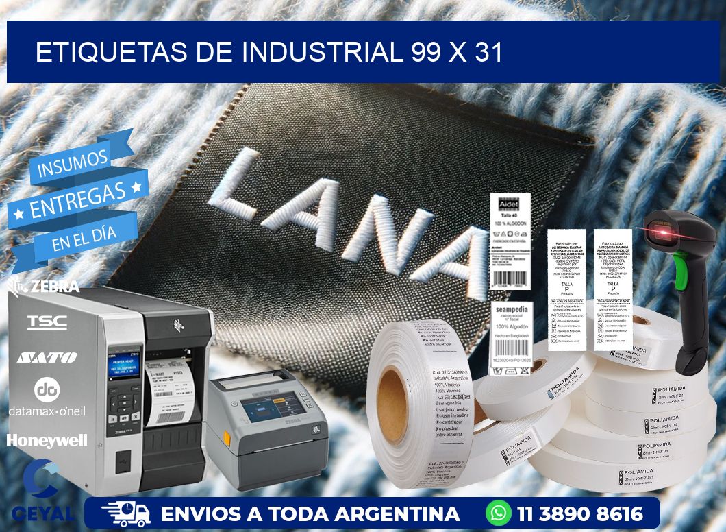 etiquetas de industrial 99 x 31