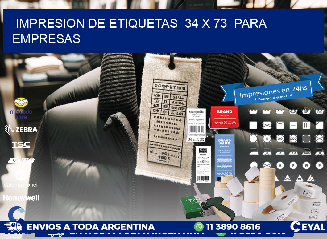 impresion de etiquetas  34 x 73  para empresas
